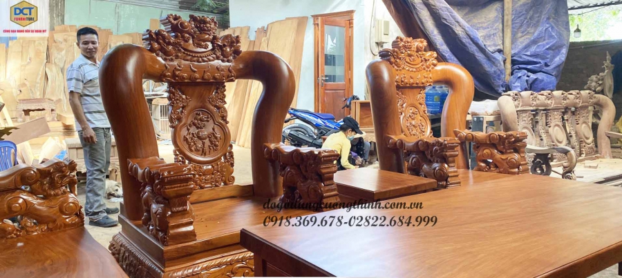salon phòng khách gỗ gõ đỏ